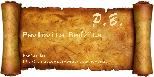 Pavlovits Beáta névjegykártya