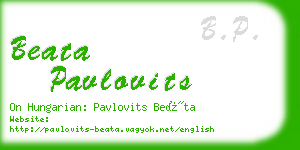 beata pavlovits business card